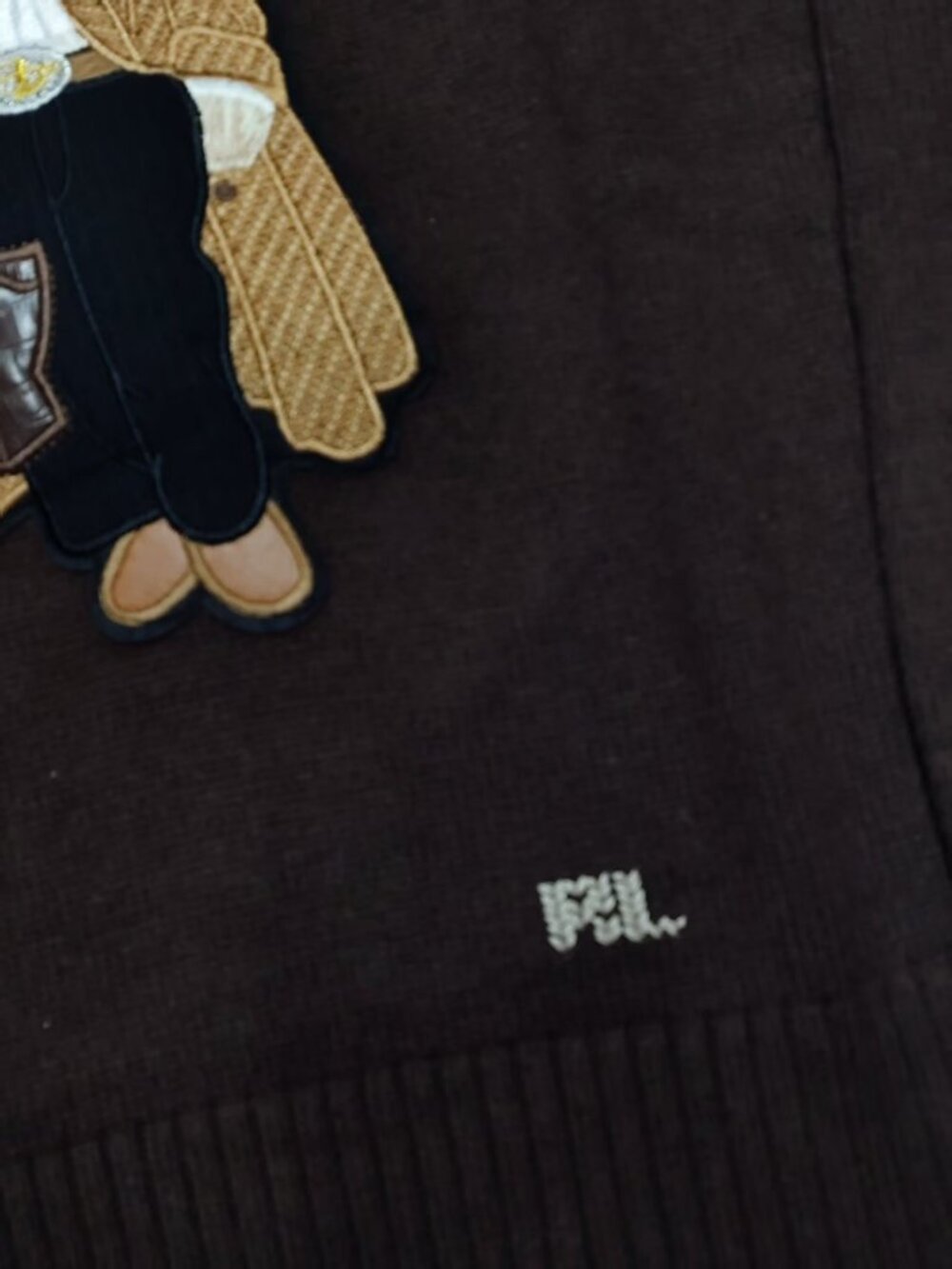 Size:S Ralph Lauren Polo Bear Brown Crewneck Knit Sweater - Picture 5 of 6